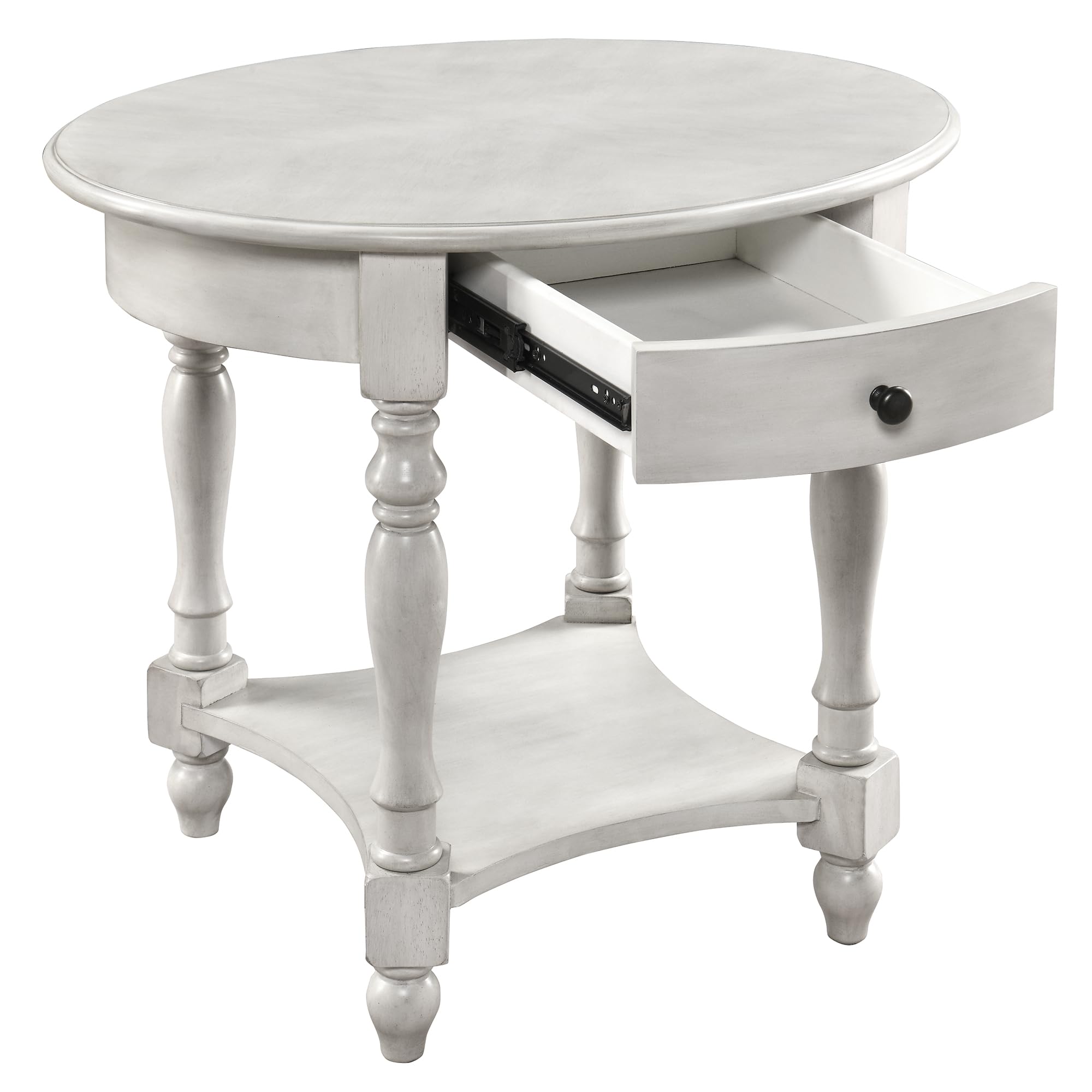 MODERION Oval End Table with Drawer, Solid Wood Sofa Side Storage Shelf, Traditional Living Room Corner Table, Nightstand, Easy 