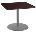 National Public Seating NPS 36 Square Cafe Table with Round Base, 30 Height, Particleboard Core/T-Mold, Mahogany Top, Grey Frame
