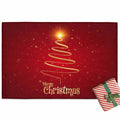 Christmas Entrance Floor Mat Gold Xmas Tree Welcome Doormat Christmas Tree Red Non Slip Entry Rugs for Bathroom Kitchen Home Fro