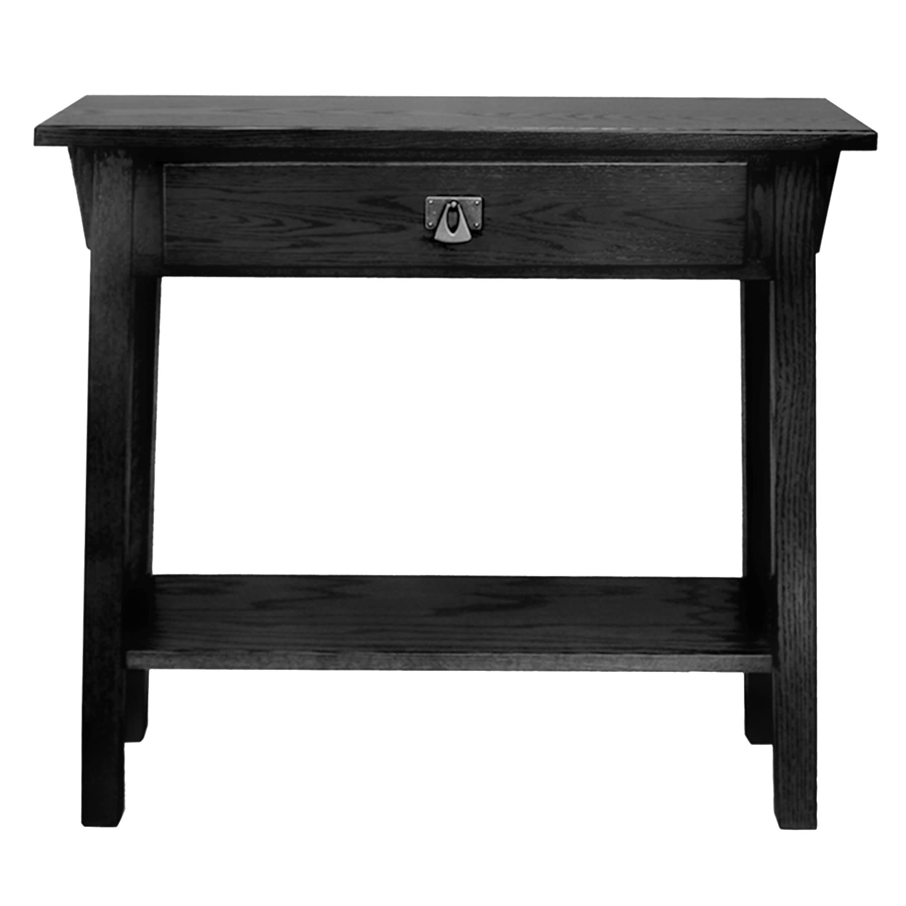 Mission Solid Wood Console Table with Drawer and Shelf, Slate Black, Perfect for Entryways, Hallways, and Living Rooms - Leick H