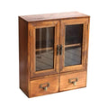 Primo Supply Storage Cabinet - 12x14x5 Wall Shelf Cupboard - Pantry Storage - Glass & Wood Storage Cabinets with Doors and Shelv