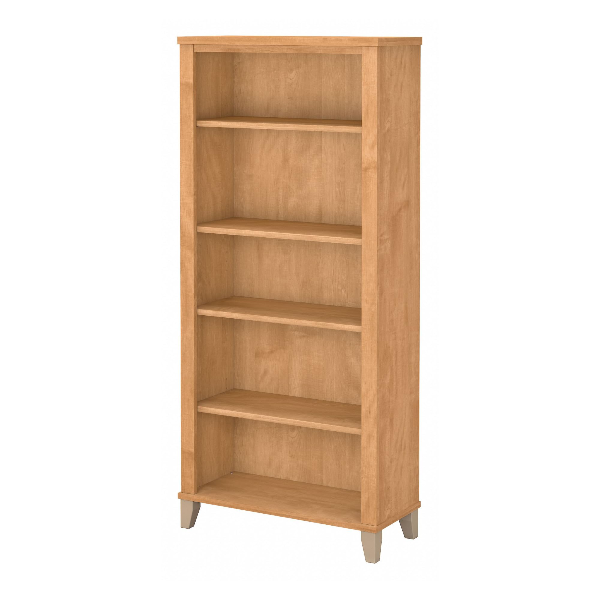 Bush Furniture WC81465 Bookcase, Bookshelf, Large Book Living Room, Home Office, or Entryway, Tall 5 Shelf, Maple Cross