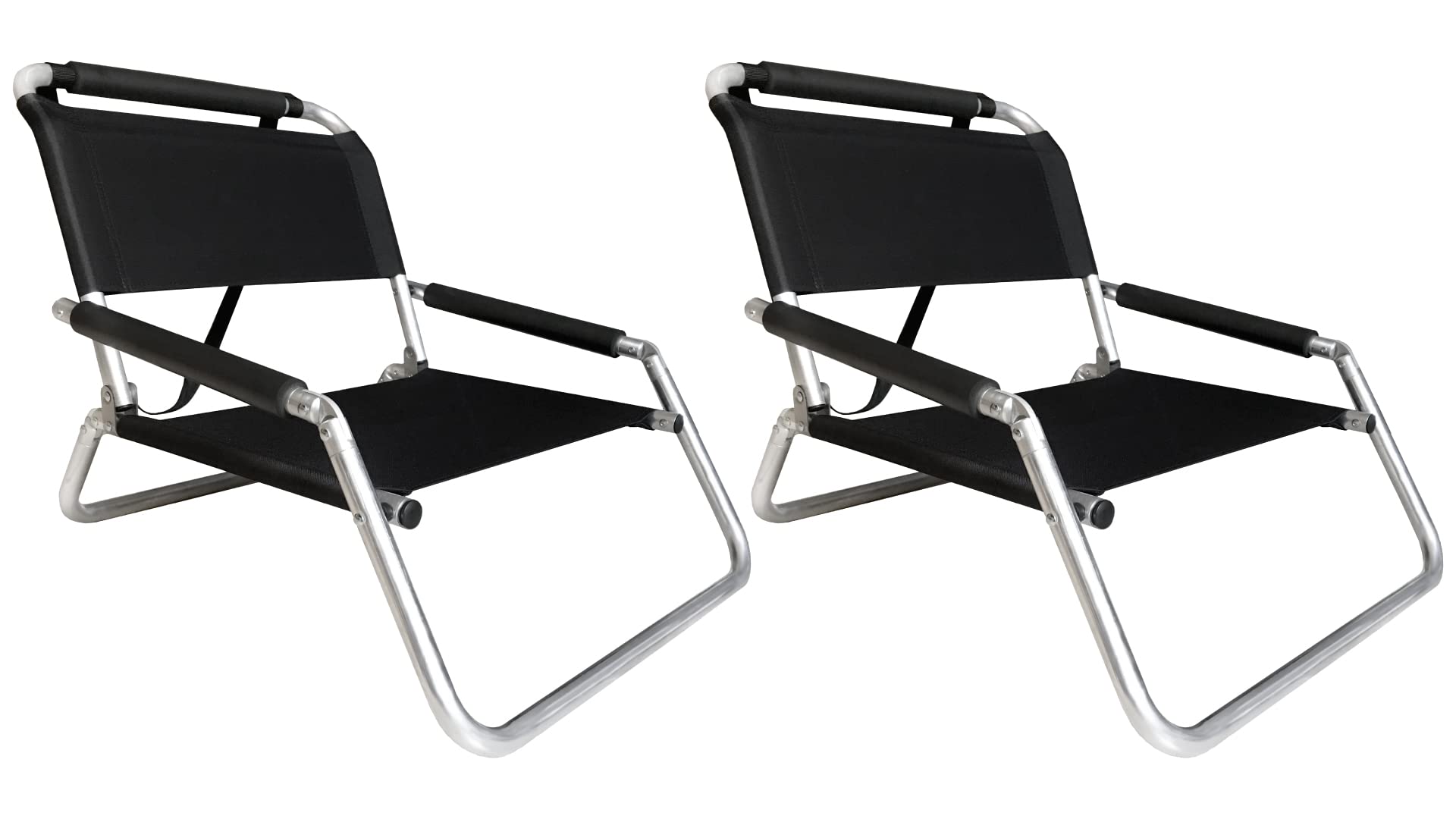 2 Pack of Neso Lightweight Water Resistant Beach Chairs with Shoulder Strap and Slip Pocket - Folds Thin(Black)
