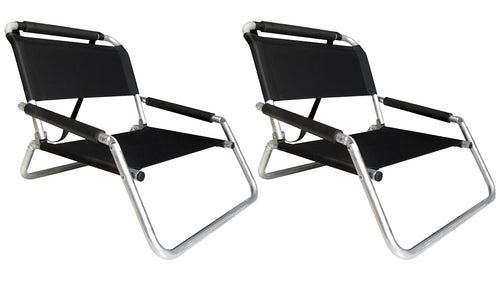2 Pack of Neso Lightweight Water Resistant Beach Chairs with Shoulder Strap and Slip Pocket - Folds Thin(Black)