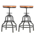 Diwhy Industrial Vintage Bar Stool,Kitchen Counter Height Adjustable Screw Stool,Swivel Bar Stool,Metal Wood Stool,27 Inch,Fully