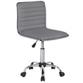 Yaheetech PU Leather Office Chair Task Chair, Ribbed Armless Desk Chair, Adjustable Low Back Executive Chair with Wheels Grey