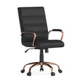 Flash Furniture Whitney Mid-Back Swivel LeatherSoft Desk Chair with Padded Seat and Armrests, Adjustable Height Padded LeatherSo
