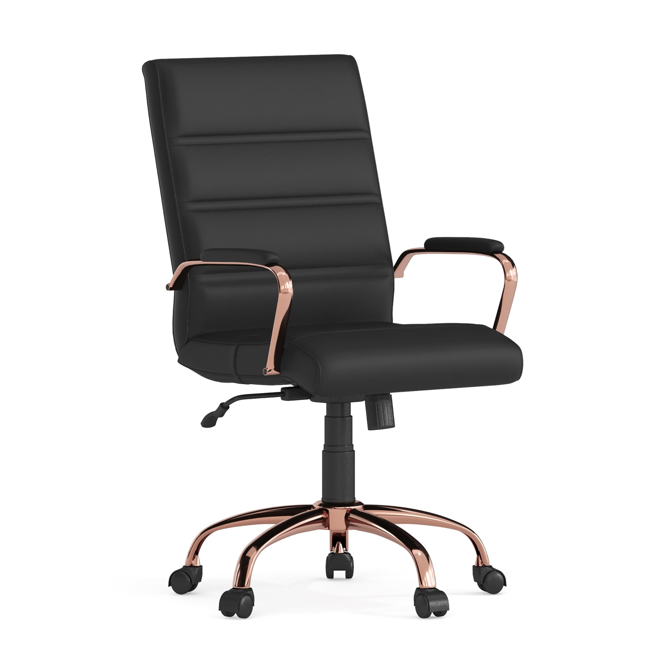 Flash Furniture Whitney Mid-Back Swivel LeatherSoft Desk Chair with Padded Seat and Armrests, Adjustable Height Padded LeatherSo