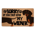 Funny Wiener Dog Door Mat 18x30 Inch, Faux Coco Coir Doormat with Non-Slip PVC Backing, Cute Dachshund Printed Welcome Mat for O