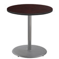 National Public Seating NPS 36 Round Cafe Table with Round Base, 36 Height, Particleboard Core/T-Mold, Mahogany Top, Grey Frame