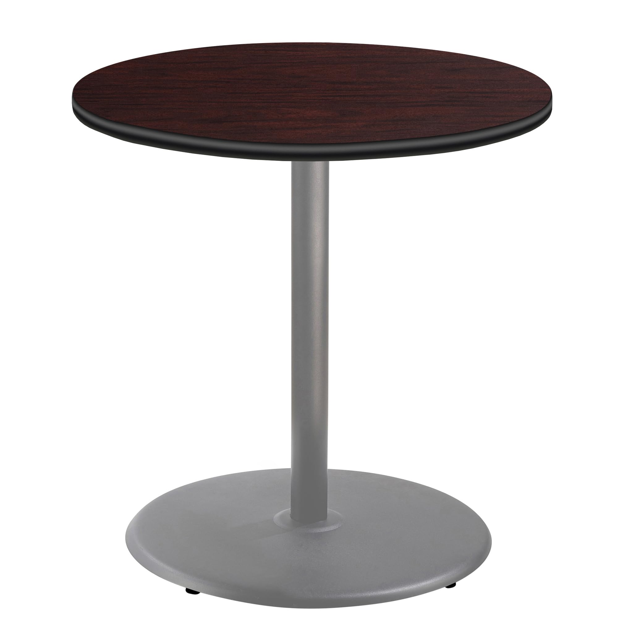 National Public Seating NPS 36 Round Cafe Table with Round Base, 36 Height, Particleboard Core/T-Mold, Mahogany Top, Grey Frame