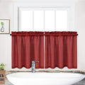 NANAN Waffle Woven Textured Short Curtains for Bathroom Waterproof Window Covering for Kitchen - 30 x 30, Burgundy, Set of 2