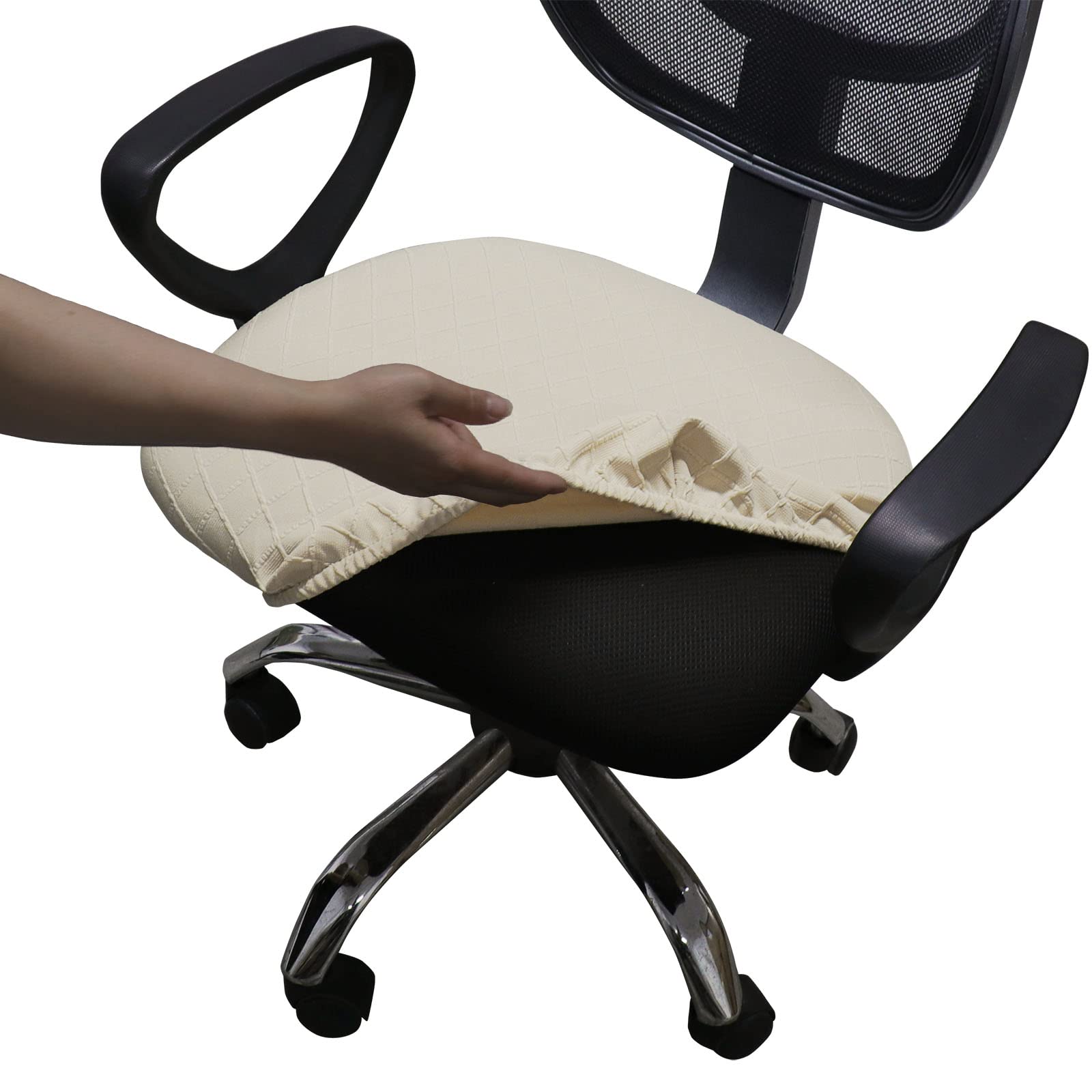 Melaluxe Stretch Jacquard Office Chair Cover, Removable Washable Desk Chair Cover Rotating Chair Seat Slipcover, Blue