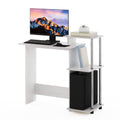 Furinno Efficient Home Laptop Notebook Computer Desk with Square Shelves, Side, White Oak/Chrome