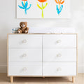 BERRY NEST Baby Dresser for Nursery, Kids, and Bedroom - 6 Drawer White Wood Dresser with Solid Wood Legs, Storage for Clothes a