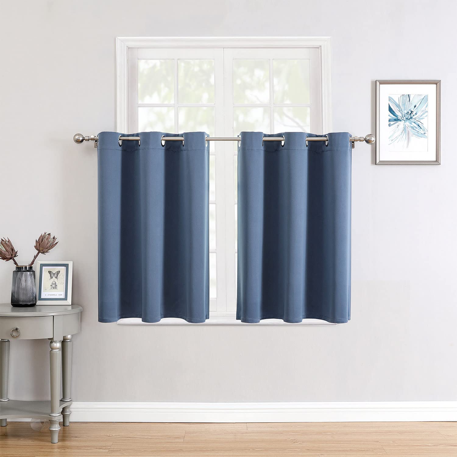 ChrisDowa Small Window Curtains for Kitchen and Bedroom - Grommet Short Thermal Insulated Room Darkening Curtains (2 Panels, Sto