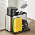 Dish Soap Dispenser 3-in-1 Sponge Holder for Kitchen Sink Stainless Steel, Rustproof