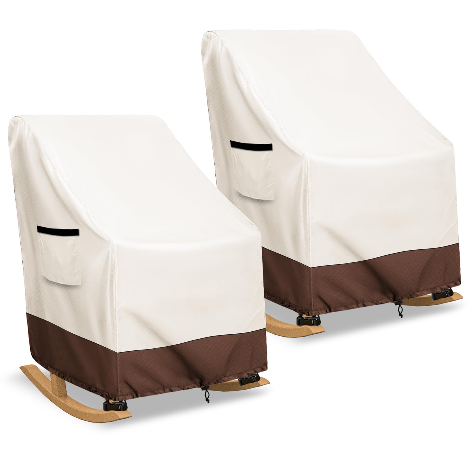 Exokugo Rocking Chair Cover 2 Pack 600D Heavy Duty Waterproof - Patio Furniture Covers for Outdoor Rocking Chairs - All Weather 