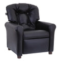 The Crew Furniture Traditional Kids Recliner, Toddler Ages 1-5 Years, Pu Faux Leather, Black