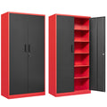 SISESOL Wide & Deep Metal Storage Cabinet with 6 Shelves,72 inch Red Garage Storage Cabinet with Lock,Metal Cabinets with Lockin