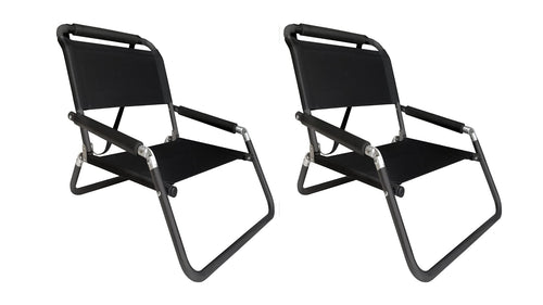 2 Pack of Neso XL Beach Chairs, Extra Large, Water Resistant with Shoulder Strap and Slip Pocket - Folds Thin (Black)