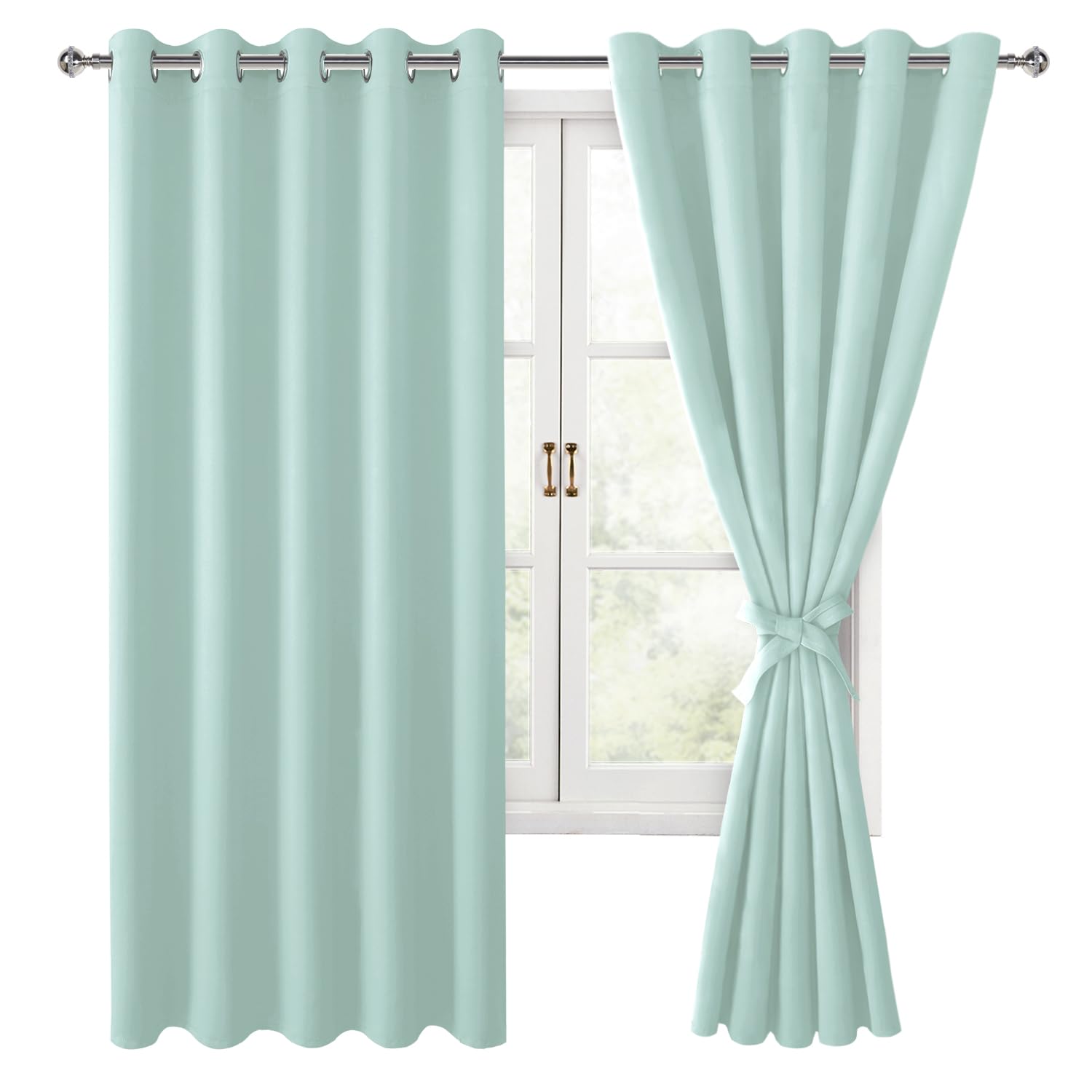 Hiasan Blackout Curtains for Bedroom, 60 x 63 Inches Length - Thermal Insulated & Energy Saving Window Curtains for Living Room,
