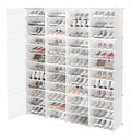 XUANIIIL Portable Shoe Rack Organizer with Door, 96 Pairs Shoe Storage Cabinet, Plastic Adjustable Box Shelves Stackable Detacha