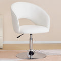 Furnimart Vanity Chair White Leather Vanity Stool, Height Adjustable Accent Chair with Back, Round Swivel Makeup Chair for Livin