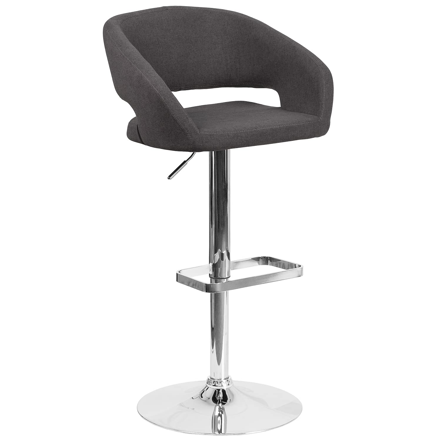 Flash Furniture Erik Comfortable & Stylish Contemporary Barstool with Rounded Mid-Back and Foot Rest, Adjustable Height - Charco