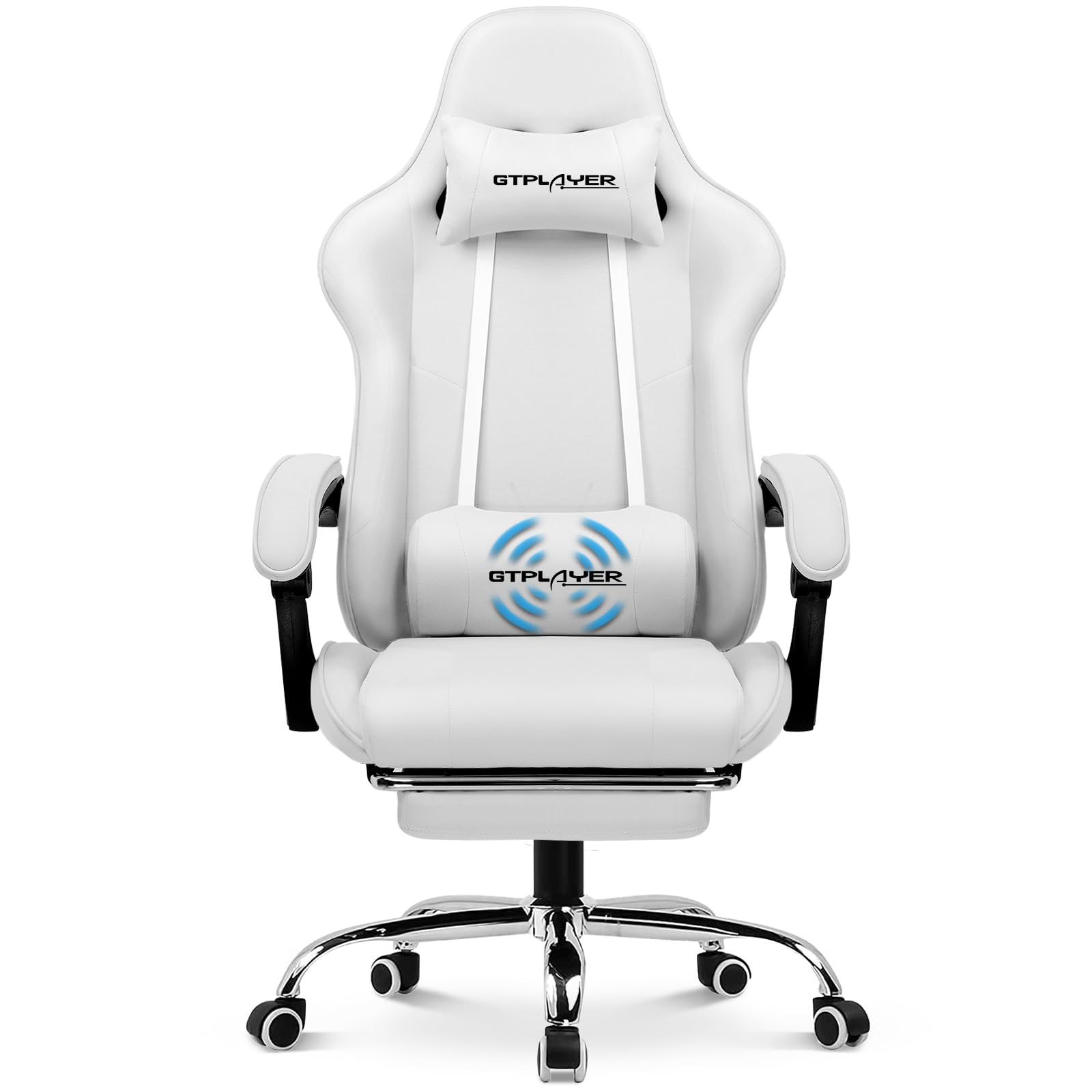 GTPLAYER Gaming Chair with Footrest, Computer Chair with and Lumbar Support, Height Adjustable Game Chair with 360-Swivel Seat a