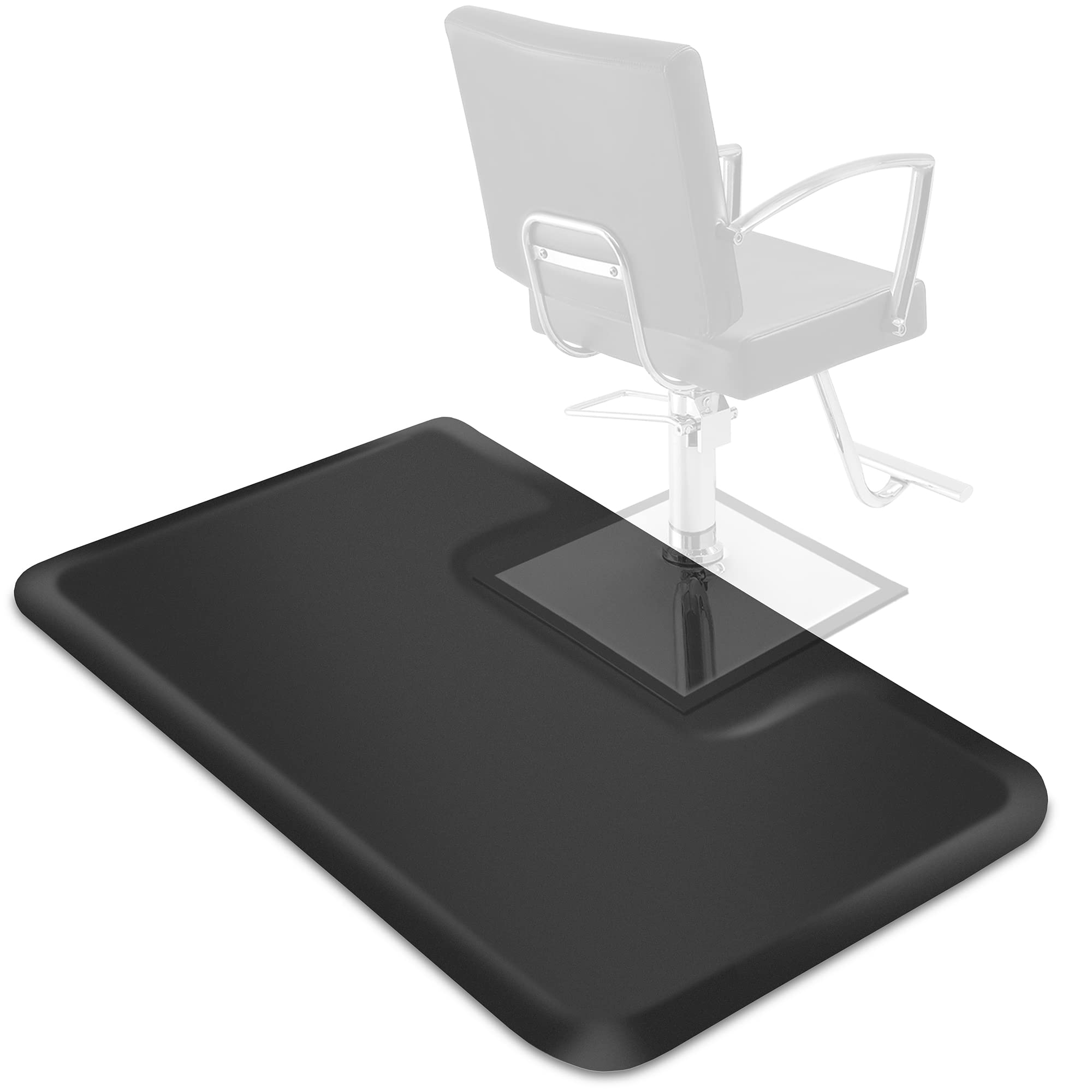 Saloniture 3 ft. x 5 ft. Barber & Salon Floor Mat for Square Chair Base - 1/2 in. Thick Black Rectangle Anti-Fatigue Stylist Sta