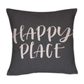 DECOPOW Happy Place Throw Pillow Cover, Decorative Throw Pillow Case Square 18X18 Inches with Happy Place Text (Gray)