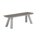 Benjara BM287848 Patio Zia 54 Inch Outdoor Dining Bench, Gray Polyresin Top, Aluminum Frame