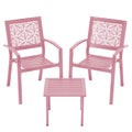 BUPPLEE Outdoor Bistro Set for 2, Stackable Modern Porch Furniture Set,Waterproof Patio Furniture Set w/2 Chairs 1 Coffee Table,