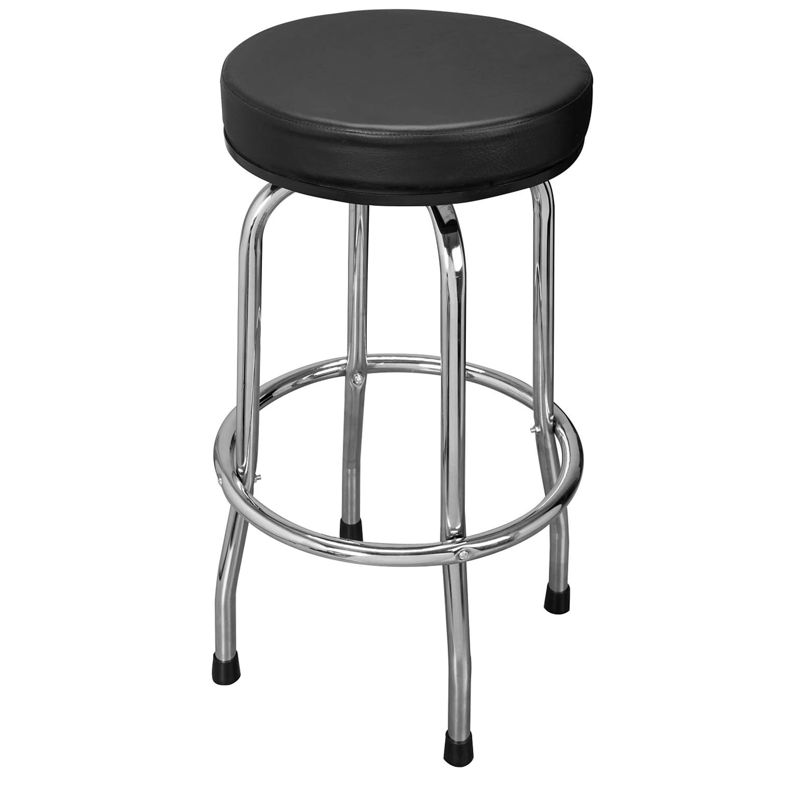 Torin ATRP6185B-1 Swivel Bar Stool: Padded Garage/Shop Seat with Chrome Plated Legs, Black