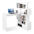 Mondeer 41.7 L Shaped Desk with 4-Tier Storage Shelves, Computer Corner Desk for Study Home Office Living Room (White)