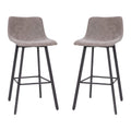 Flash Furniture Caleb Modern Commercial Barstools with Footrests - Gray LeatherSoft -30 Inch - Black Matte Iron Frame - Armless 
