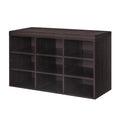 DINZI LVJ Shoe Bench, 9 Cubbies Shoe Organizer for Entryway, Storage Bench with Cushion, Cubby Shoe Rack with Adjustable Shelves