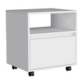 Tuhome Austin Nightstand, Casters, Single Drawer-White