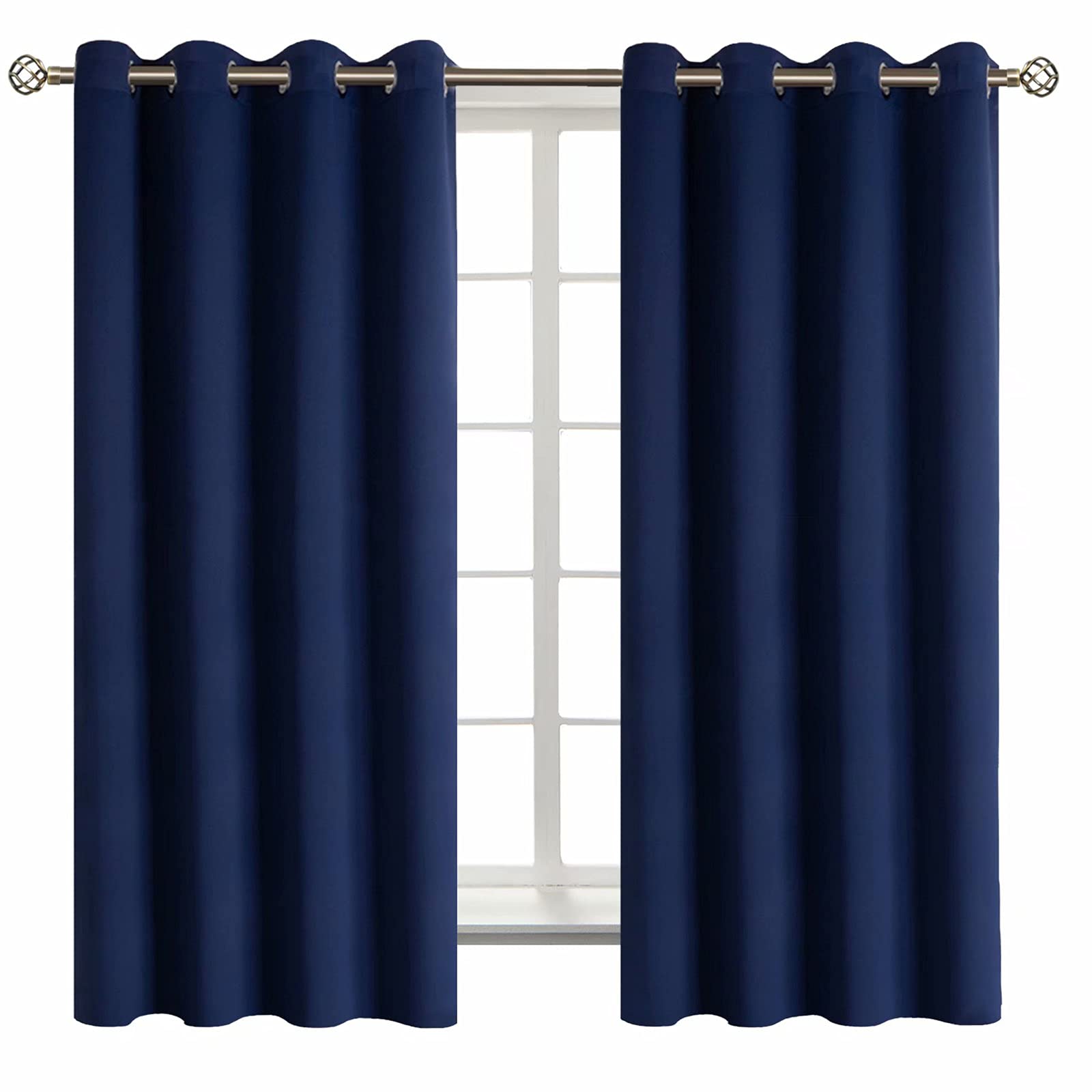 BGment Navy Blackout Curtains for Bedroom - Grommet Thermal Insulated Room Darkening Block Out Curtains for Living Room, Set of 