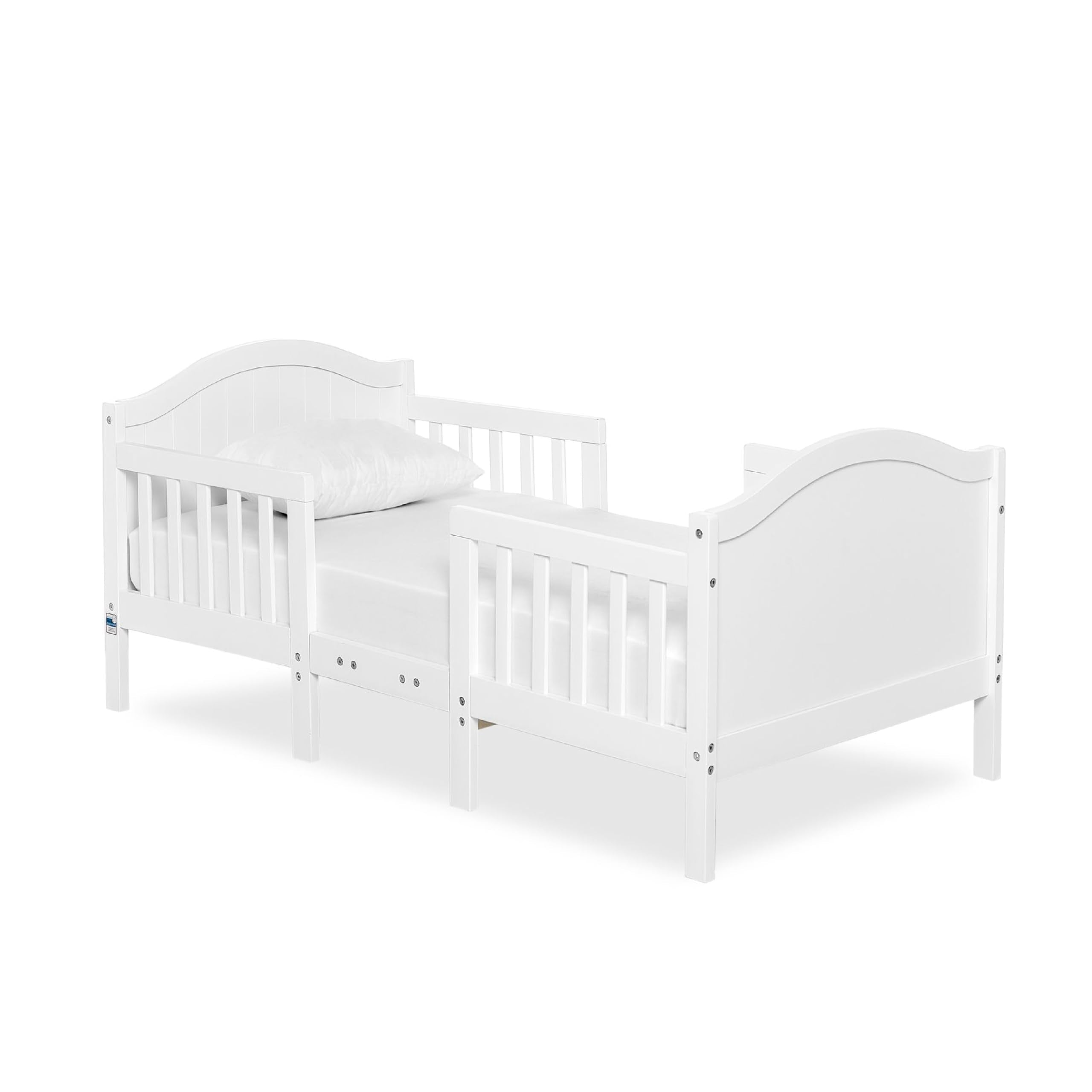 Dream On Me Portland 3 In 1 Convertible Toddler Bed in White, Greenguard Gold Certified, JPMA Certified, Low To Floor Design, No