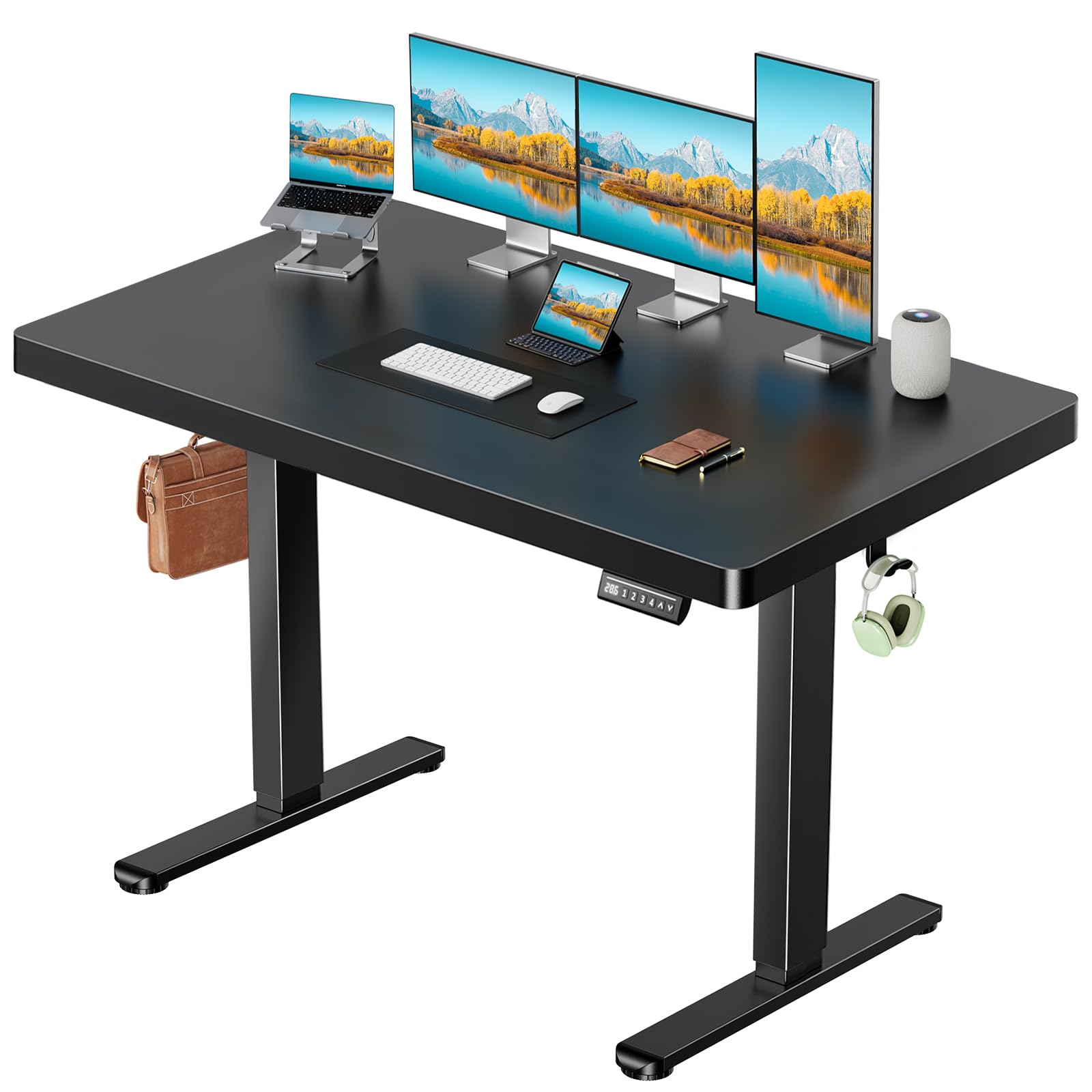 Marsail 63 x 30 Electric Standing Desk with One-Piece Desktop, Sit Stand Desk with Thickened Tabletop, Height Adjustable Stand U