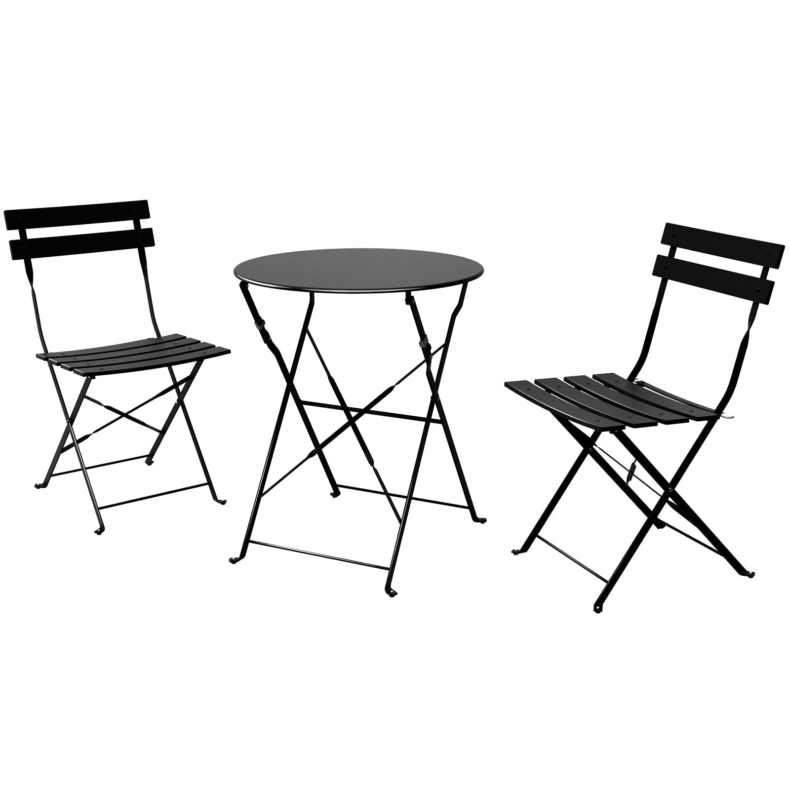 Grand patio 3-Piece Folding Bistro Set, 2 Chairs and 1 Table, Weather-Resistant Outdoor/Indoor Conversation Set for Patio, Yard,