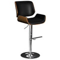 SIMPLIHOME Dixie Mid Century Modern 16 inch Adjustable Swivel Bar Stool in Black Vegan Faux Leather for The Dining Room and Kitc
