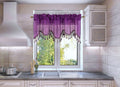 Solid Faux Silk Swag Waterfall Cascade Ascot Window Curtain Valance w/Tassels Trim 55  x18  Wave (1, Purple)