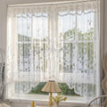 NewWPKIRA White Lace Arched Sheer Curtain Floral Embroidered Swag Curtain Valance Tier for Doorway Kitchen Bathroom Window, Rod 