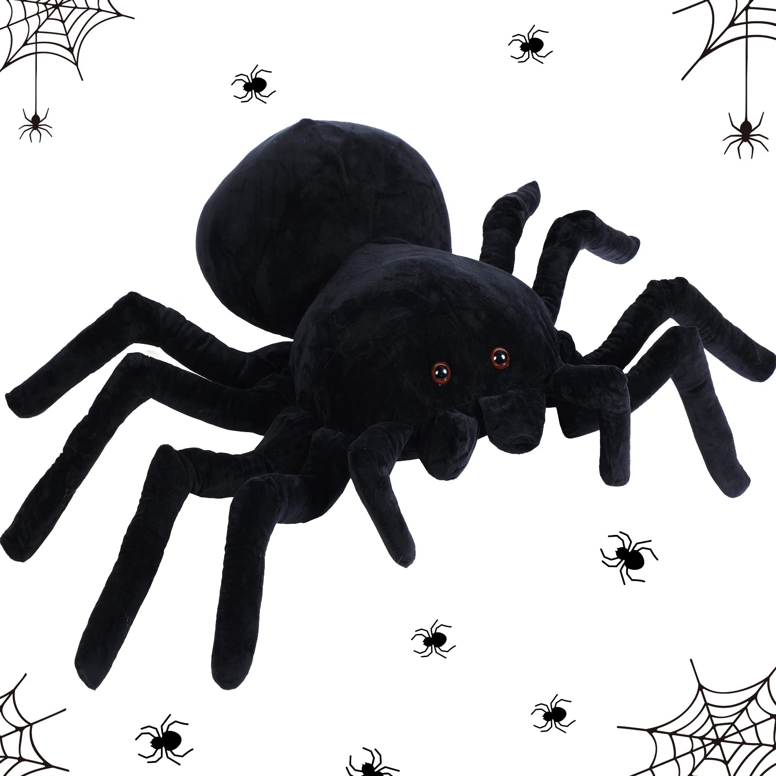 HyDren Giant Stuffed Spider Toy Huge Realistic Black Spider Stuffed Animal Plush Pillow Funny Prank Toys(31.5 x 19.7 Inch)