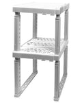 Piffny Locker Organizer Shelf Adjustable Width and Height, Ideal Locker for School, Office, and Gym Lockers (White 2 Pack)