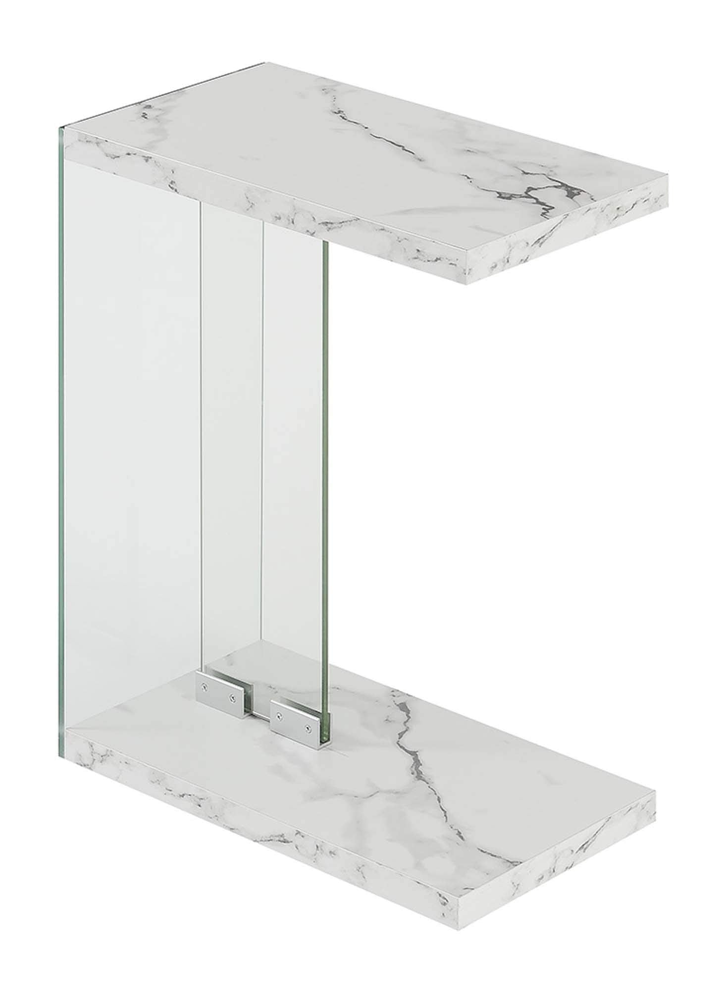 Convenience Concepts SoHo C End Table, White Faux Marble