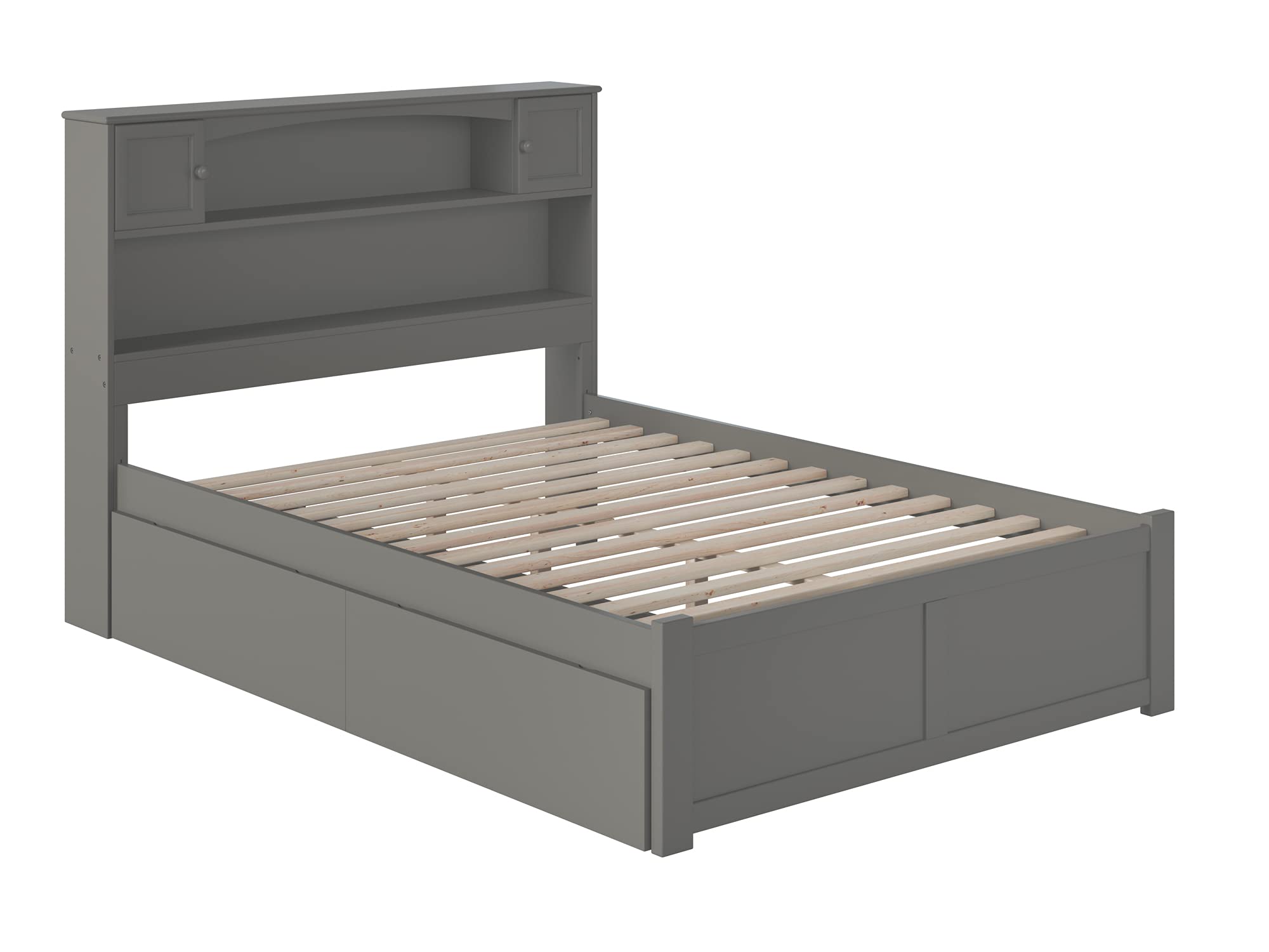 AFI, Newport Full Platform Bed with Footboard and Storage Drawers, Grey